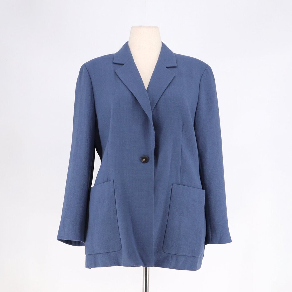 LAFAYETTE 148 Wool Single Button Blazer Blue Size 14
